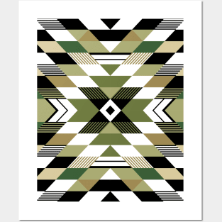 Olive Tribal Pattern Posters and Art